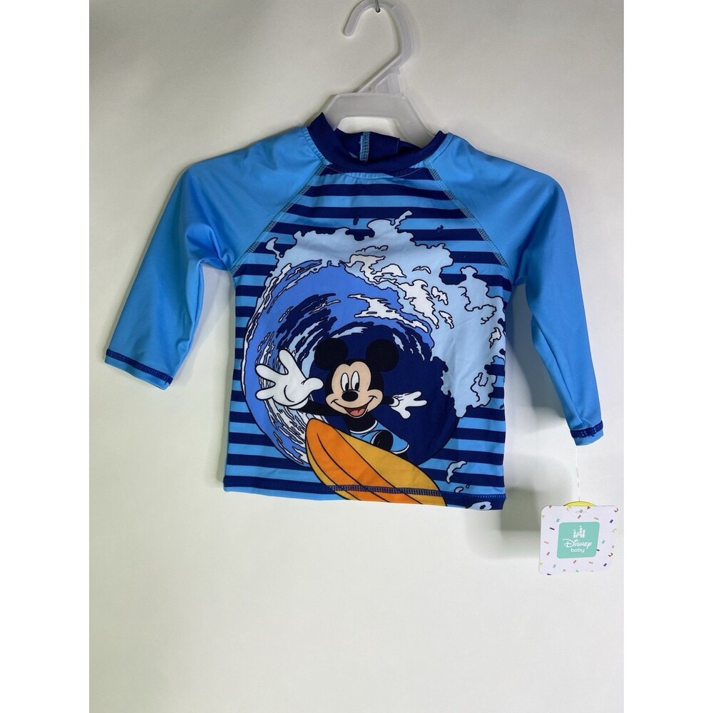 Disney Mickey Mouse Blue Rash Guard Swim Swimwear Top ONLY Boys Size 18 Months